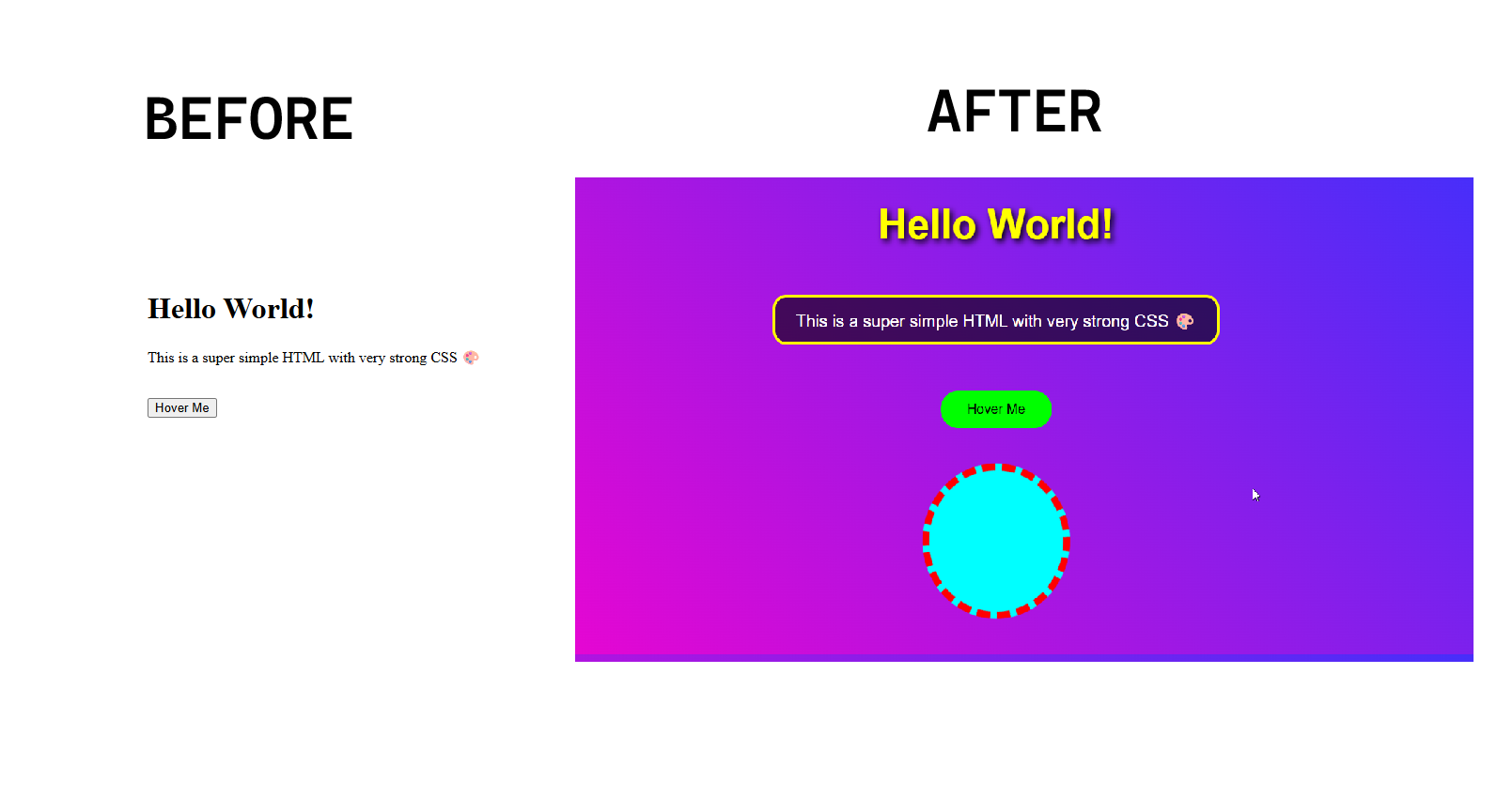 Ejemplo de estilos CSS aplicados a HTML